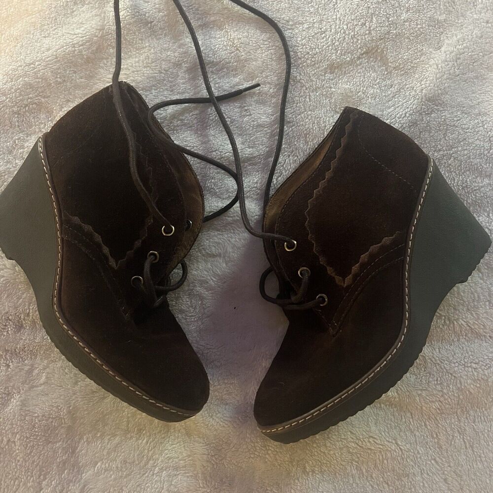 Naturalizer Kaitlyn Wedge Ankle Boots Women Size 6 Brown